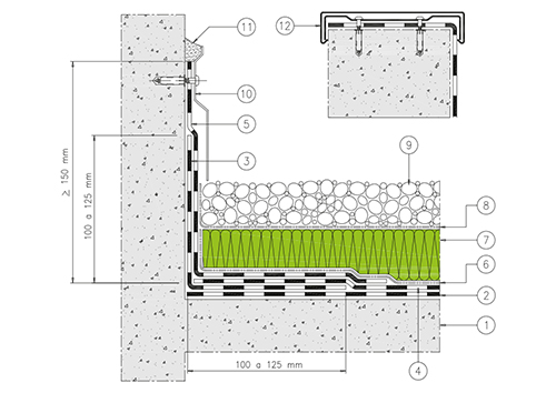2.3 - NON WALKABLE REVERSE COVERING
CONCRETE AND MASONRY SUPPORT: thermal insulation – gravel ballast, 